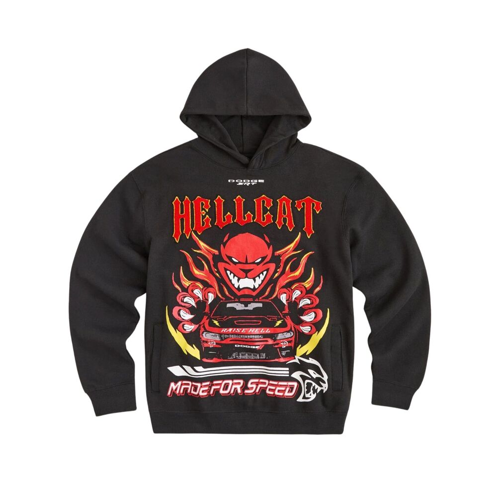 Reason x Dodge Hellcat Made for Speed Patched Graphic Hoodie Men’s Black XL